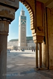 Casablanca Hassan II mosque framed by arch- Morocco