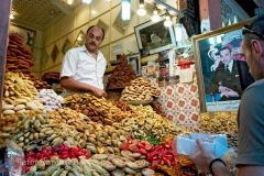 Cakes and biscuits stall in Marrakech's medina Morocco